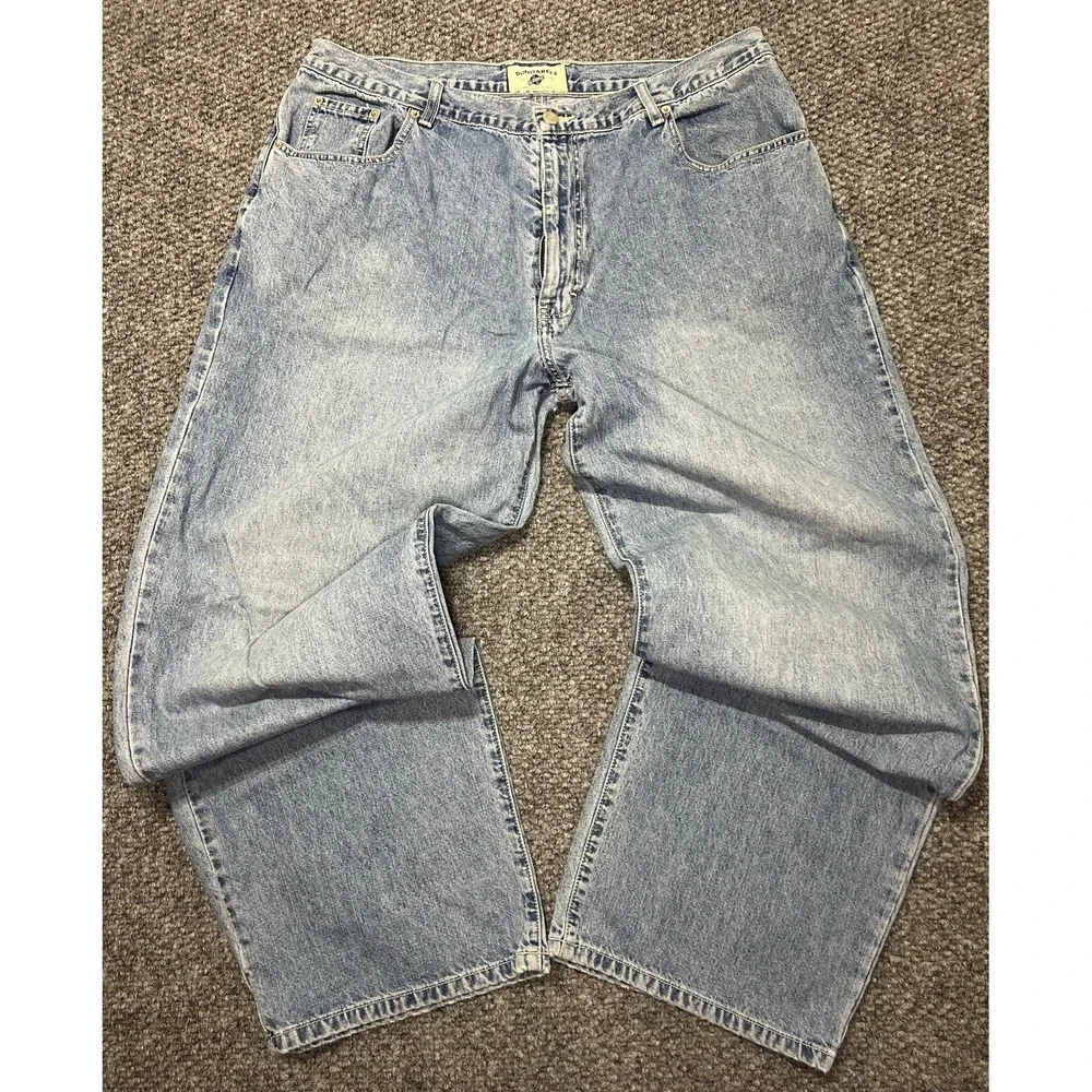 American Eagle Men's‎ Light Blue Light Wash Wide-Leg Denim Jeans Dungaree